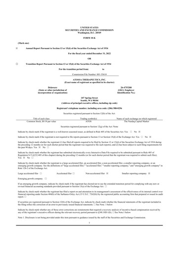 Thumbnail Atossa Therapeutics 10-K Annual Report 2022