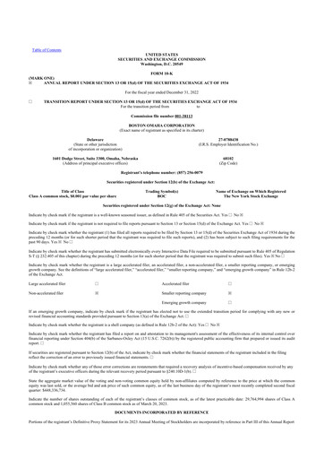 Thumbnail Boston Omaha 10-K Annual Report 2022