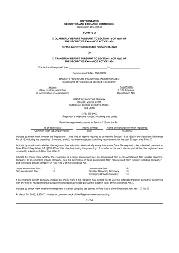 Vorschaubild Bassett Furniture 10-Q Quartalsbericht 2023 