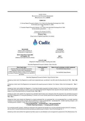 Vorschaubild Cadiz Inc. 10-K Jahresbericht 2022