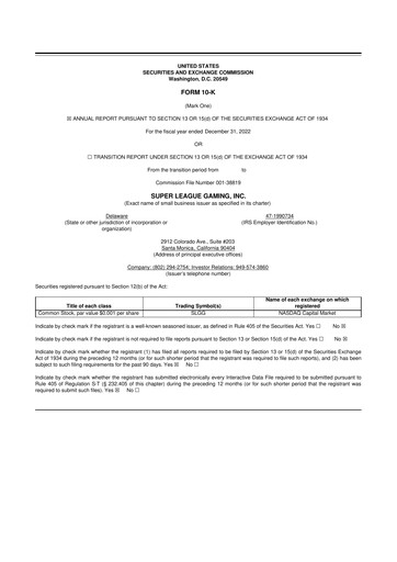 Thumbnail Super League Enterprise 10-K Annual Report 2022
