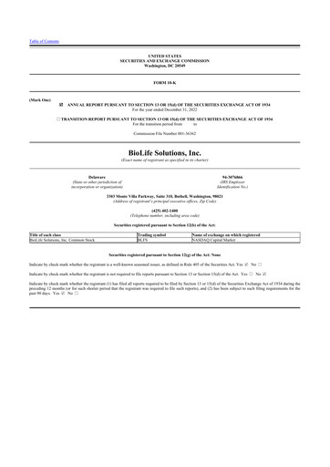 Vorschaubild Biolife Solutions
 10-K Jahresbericht 2022