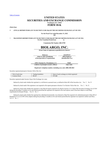 Vorschaubild BioLargo 10-K Jahresbericht 2022