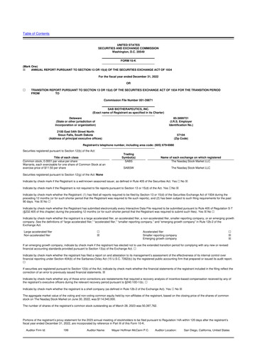 Thumbnail SAB Biotherapeutics 10-K Annual Report 2022