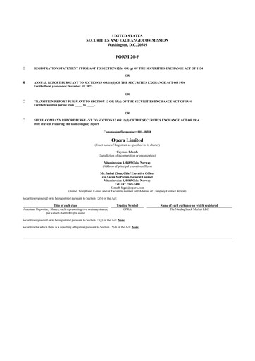 Thumbnail Opera 20-F Annual Report 2022