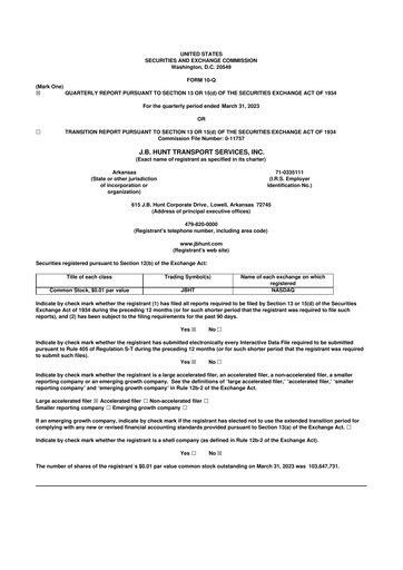 Thumbnail J. B. Hunt
 10-Q Quarterly Report FY2023 
