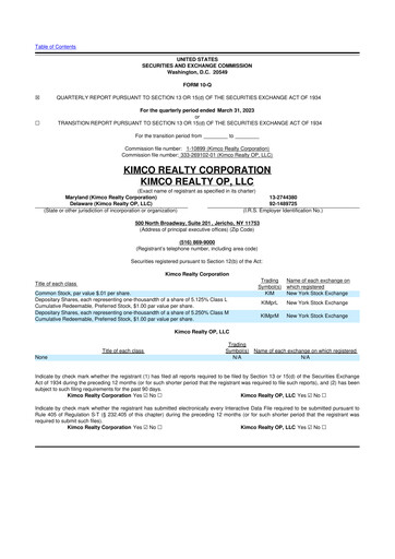 Vorschaubild Kimco Realty
 10-Q Quartalsbericht  