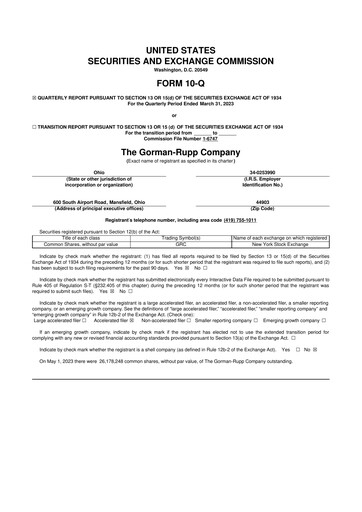Vorschaubild Gorman-Rupp 10-Q Quartalsbericht 2023 