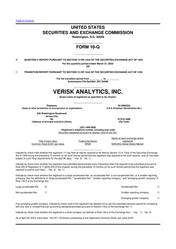 Miniature Verisk Analytics 10-Q Rapport trimestriel 2023 