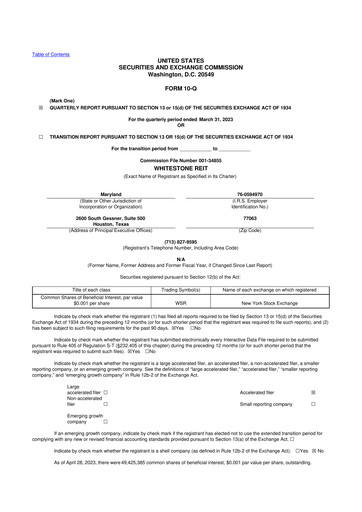 Thumbnail Whitestone REIT 10-Q Quarterly Report FY2023 