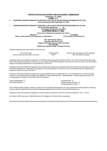 Thumbnail Clipper Realty 10-Q Quarterly Report FY2023 