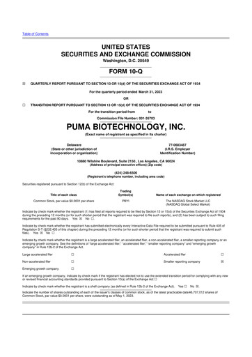 Miniature Puma Biotechnology 10-Q Rapport trimestriel 2022 