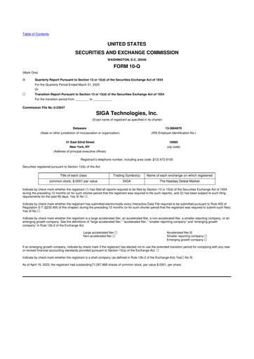 Thumbnail SIGA Technologies 10-Q Quarterly Report FY2023 