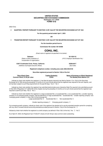 Thumbnail Cohu 10-Q Quarterly Report FY2023 