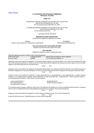 Thumbnail Mercantile Bank 10-Q Quarterly Report FY2023 