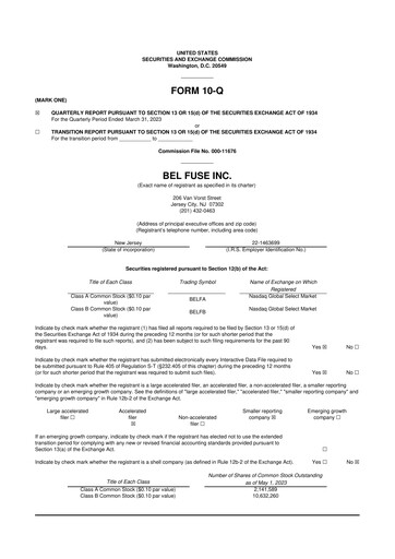 Thumbnail Bel Fuse 10-Q Quarterly Report FY2023 