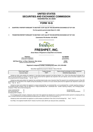 Vorschaubild Freshpet 10-Q Quartalsbericht 2023 