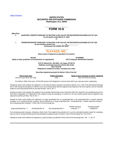 Thumbnail PlayAGS
 10-Q Quarterly Report FY2023 