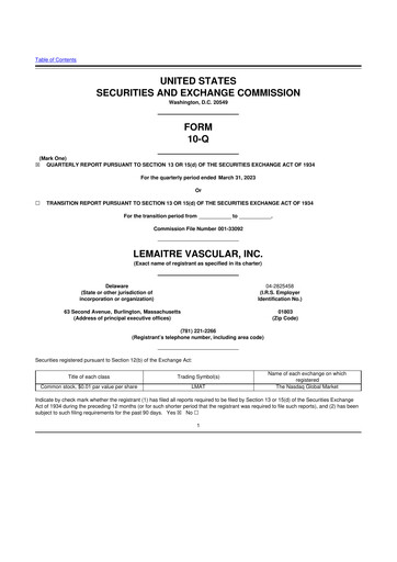 Thumbnail LeMaitre Vascular 10-Q Quarterly Report FY2023 