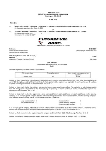 Thumbnail FutureFuel 10-Q Quarterly Report FY2023 