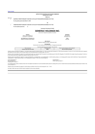 Vorschaubild Generac 10-Q Quartalsbericht 2023 