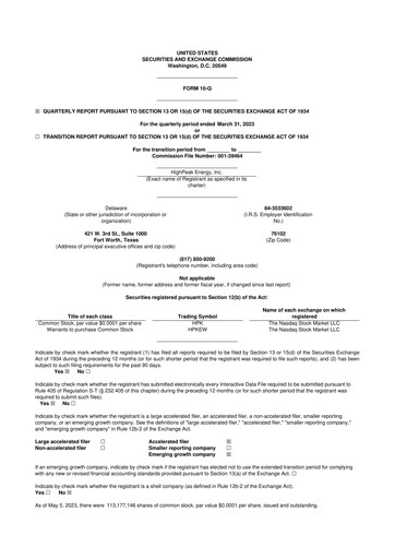 Vorschaubild HighPeak Energy 10-Q Quartalsbericht 2023 
