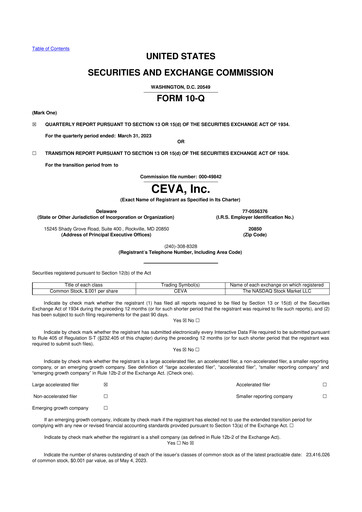 Thumbnail CEVA
 10-Q Quarterly Report FY2023 