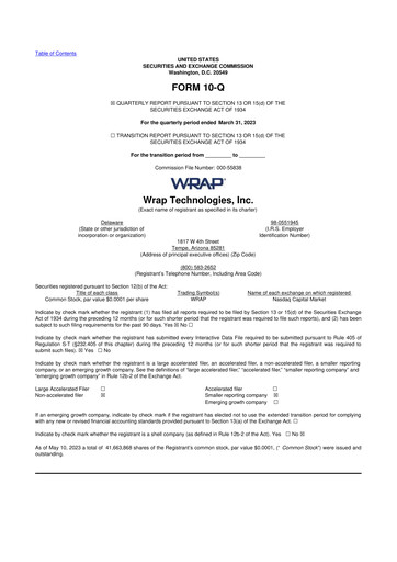 Miniature Wrap Technologies
 10-Q Rapport trimestriel 2023 