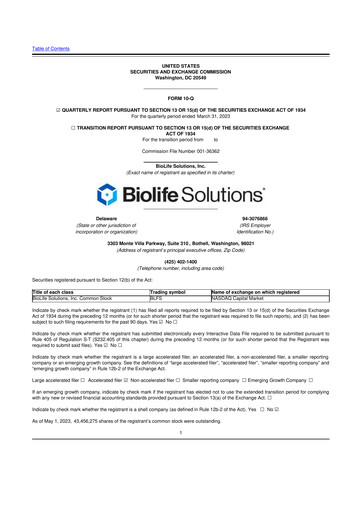 Thumbnail Biolife Solutions
 10-Q Quarterly Report FY2023 