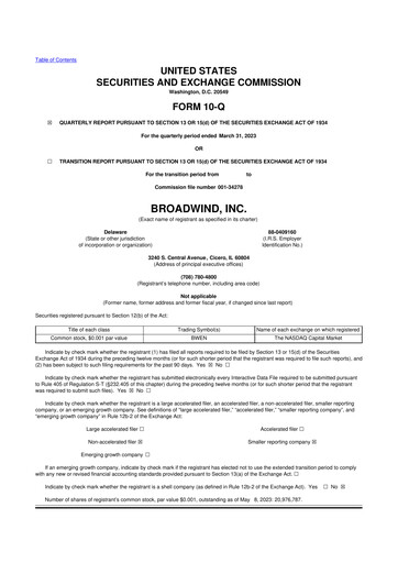 Thumbnail Broadwind 10-Q Quarterly Report FY 