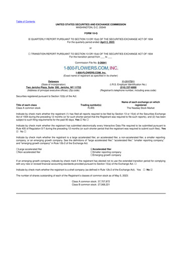 Thumbnail 1-800-Flowers.com, Inc.
 10-Q Quarterly Report FY2022 