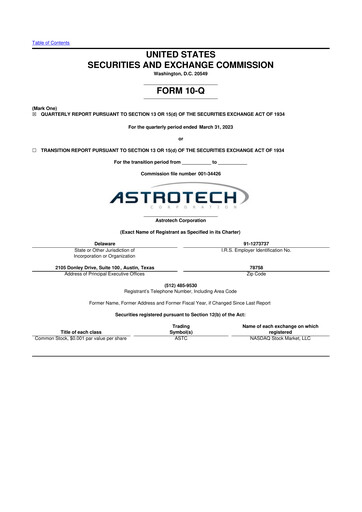 Miniature Astrotech 10-Q Rapport trimestriel 2023 