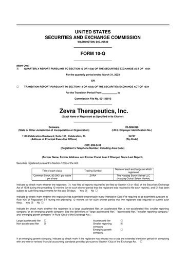 Thumbnail Zevra Therapeutics 10-Q Quarterly Report FY2023 