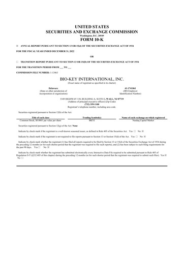 Thumbnail BIO-key International
 10-K Annual Report 2022