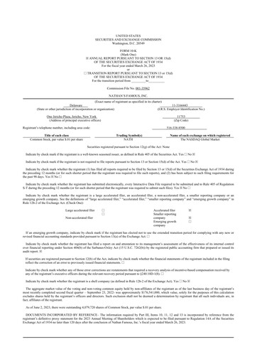 Thumbnail Nathan's Famous 10-K Annual Report 2023