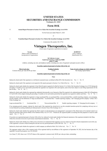 Thumbnail VistaGen Therapeutics
 10-K Annual Report 2023
