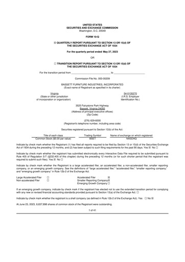 Vorschaubild Bassett Furniture 10-Q Quartalsbericht 2023 