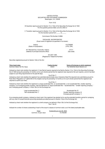 Thumbnail Escalade Sports 10-Q Quarterly Report FY2023 