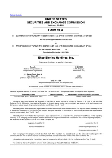 Thumbnail Ekso Bionics
 10-Q Quarterly Report FY2023 