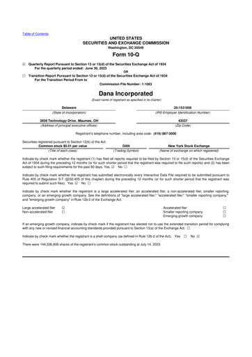 Thumbnail Dana Incorporated 10-Q Quarterly Report FY2023 