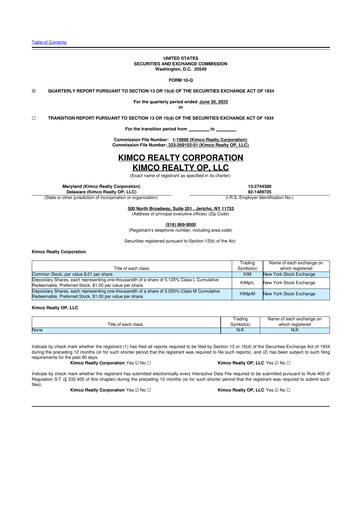 Vorschaubild Kimco Realty
 10-Q Quartalsbericht  