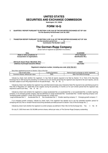 Vorschaubild Gorman-Rupp 10-Q Quartalsbericht 2023 