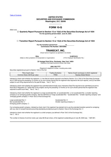 Thumbnail Transcat 10-Q Quarterly Report FY2023 