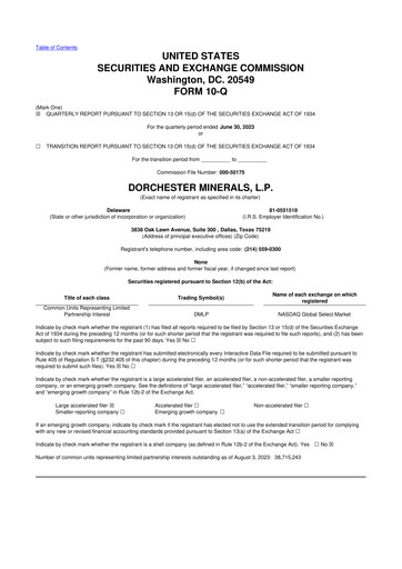 Thumbnail Dorchester Minerals 10-Q Quarterly Report FY2023 