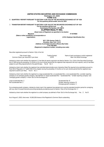 Thumbnail Clipper Realty 10-Q Quarterly Report FY2023 