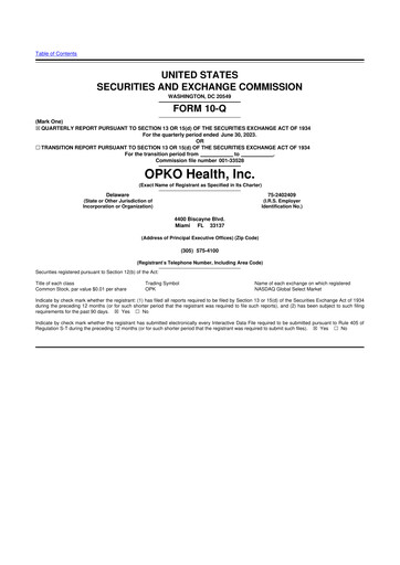 Thumbnail OPKO Health
 10-Q Quarterly Report FY2023 
