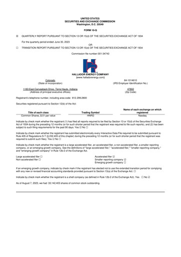 Thumbnail Hallador Energy Company
 10-Q Quarterly Report FY2023 