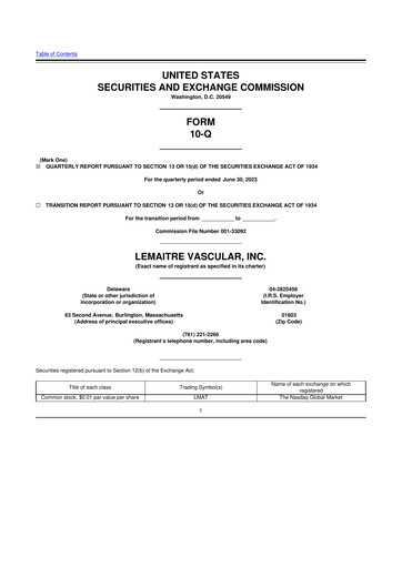 Thumbnail LeMaitre Vascular 10-Q Quarterly Report FY2023 