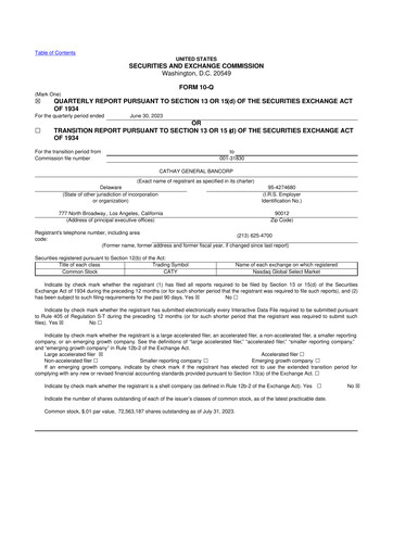 Thumbnail Cathay General Bancorp 10-Q Quarterly Report FY2023 