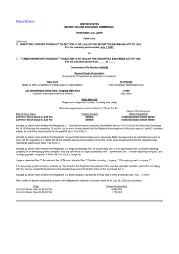 Thumbnail Seneca Foods
 10-Q Quarterly Report FY2024 